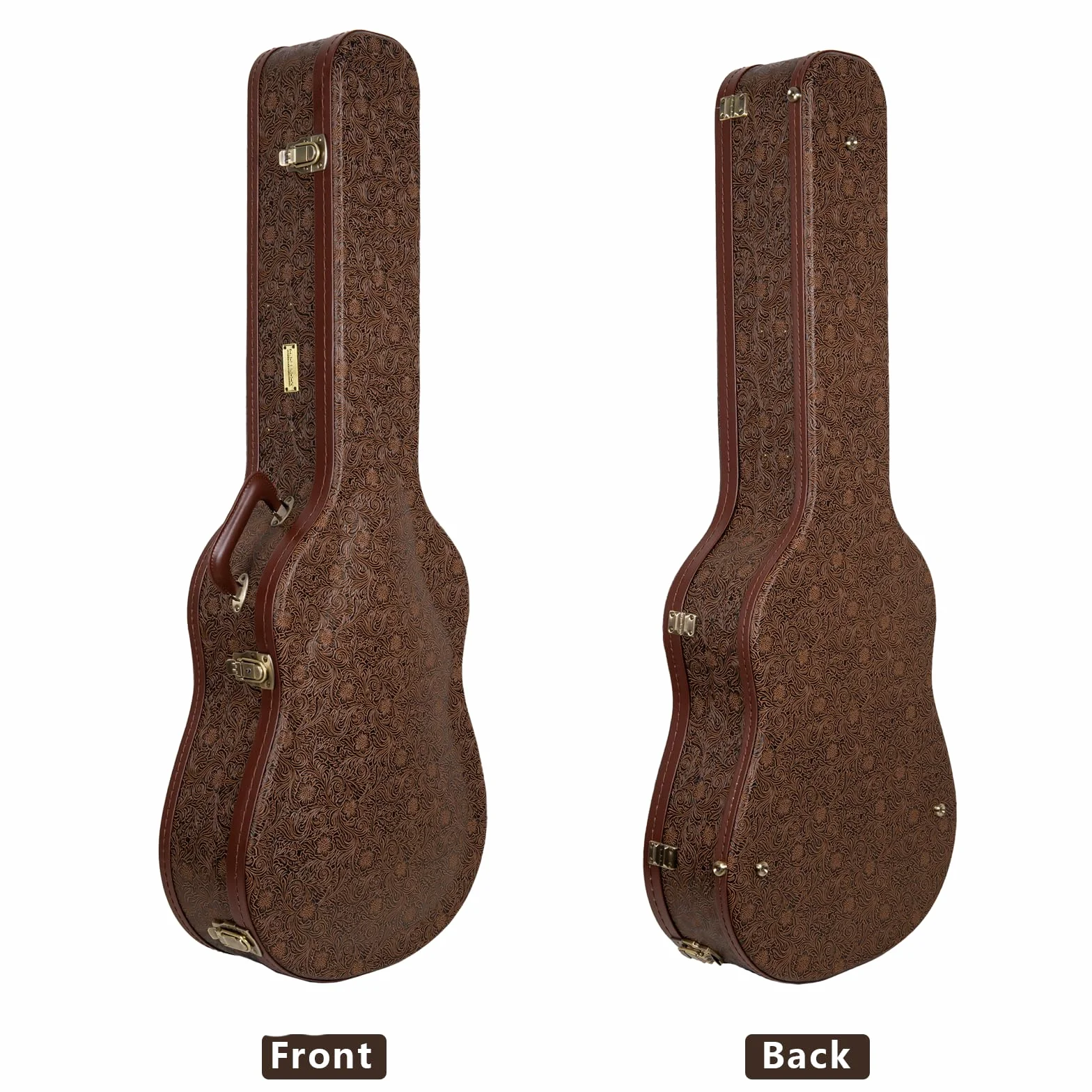 Crossrock Seria Designer - uniwersalna drewniana obudowa do gitar Gibson Acoustic J45, Martin Dreadnought - blokada bezpieczeństwa, metalowe nóżki, przestrzeń do przechowywania - Blossom Brown