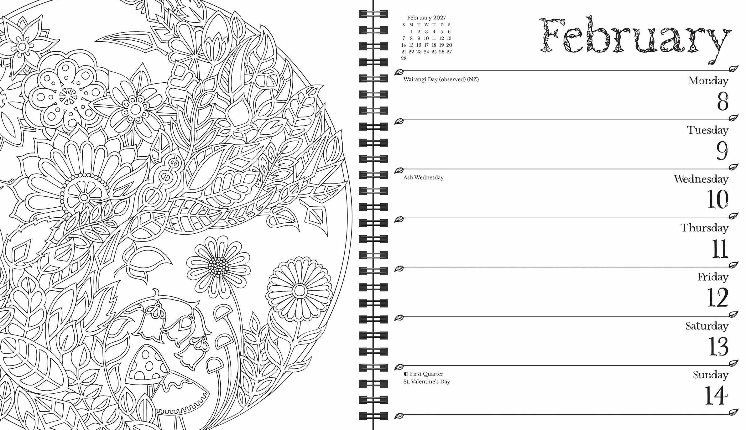 Johanna Basford 2027 Weekly Coloring Calendar