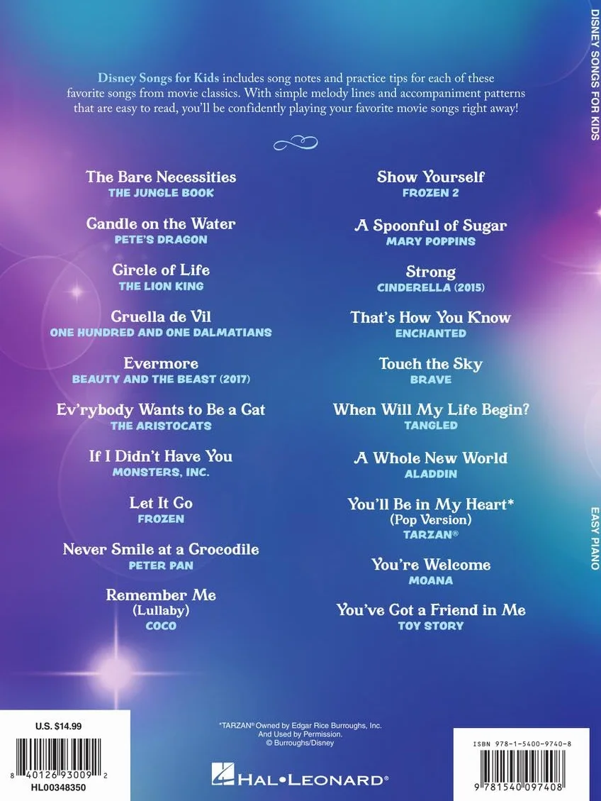 Disney Songs for Kids - Easy Piano Songbook: 20 Favorites Arranged for Easy Piano