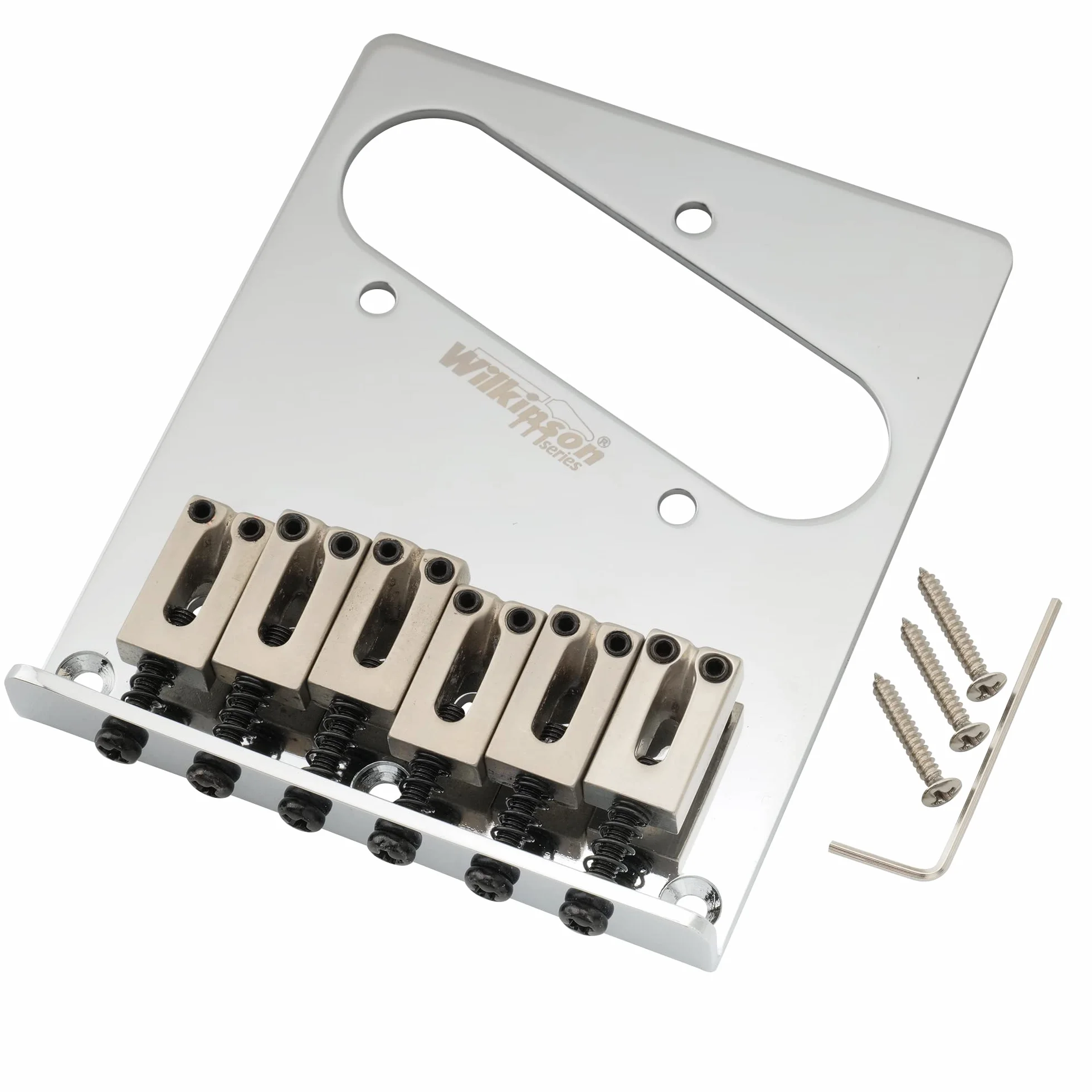 Wilkinson WOT03 52,5 mm (2-1/16") Telecaster Bridge Modern 6 siodełek do gitary elektrycznej w stylu amerykańskim Tele TL, chrom
