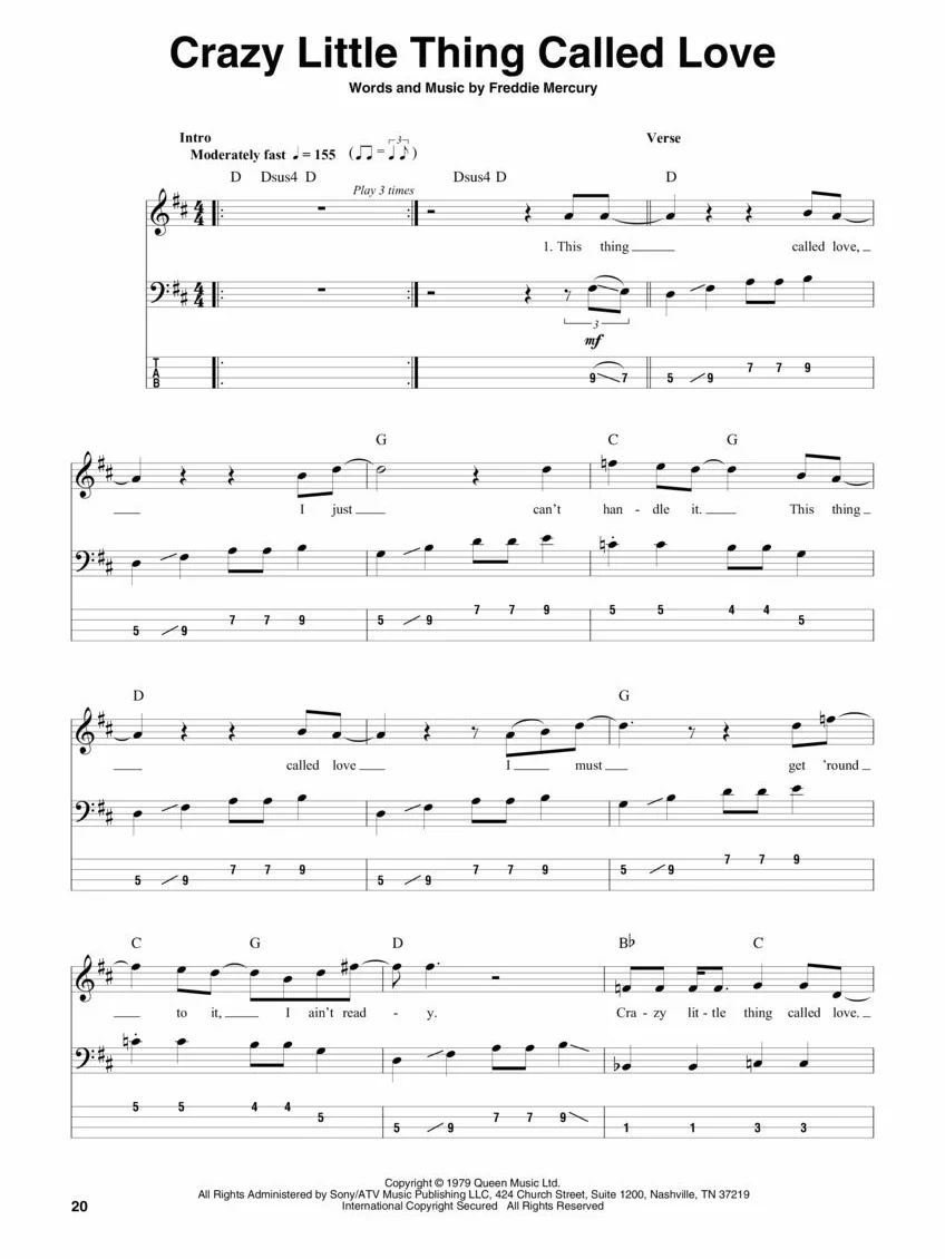 Queen: Bass Play-Along Volume 39 (Book/Online Audio)