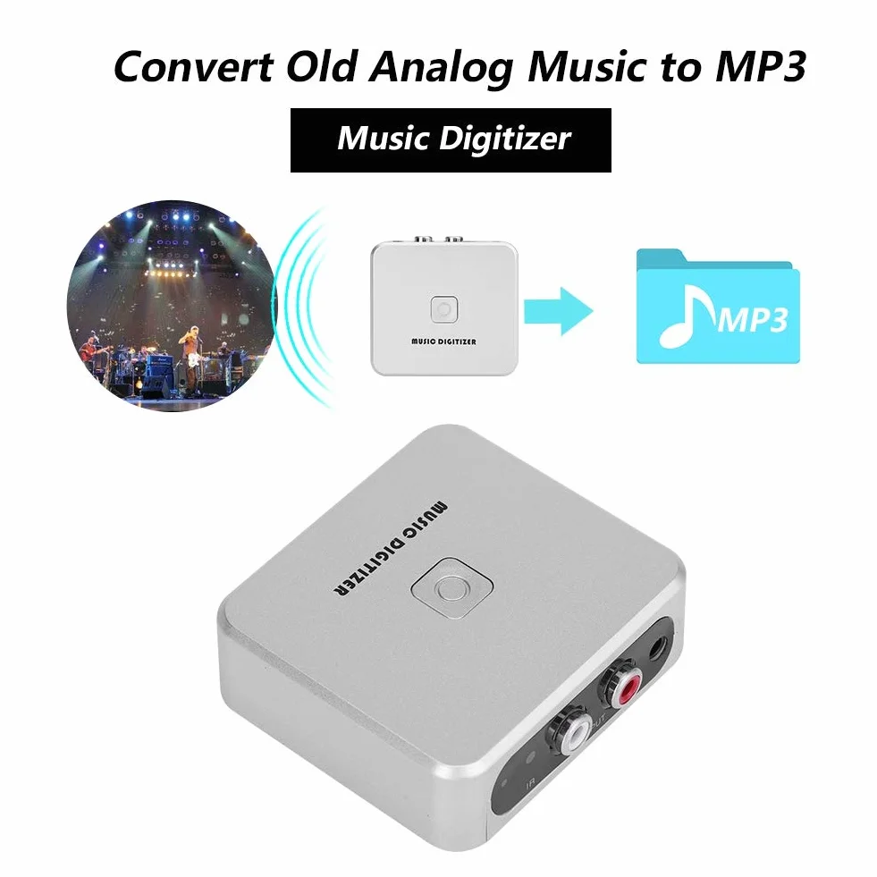 Mugast Digitizer muzyczny, Mugasto9cbztx2gi, interfejs USB, uchwyt na blacie, analogowy konwerter audio na MP3 z portami 3,5 mm i