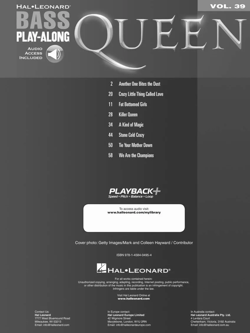 Queen: Bass Play-Along Volume 39 (Book/Online Audio)