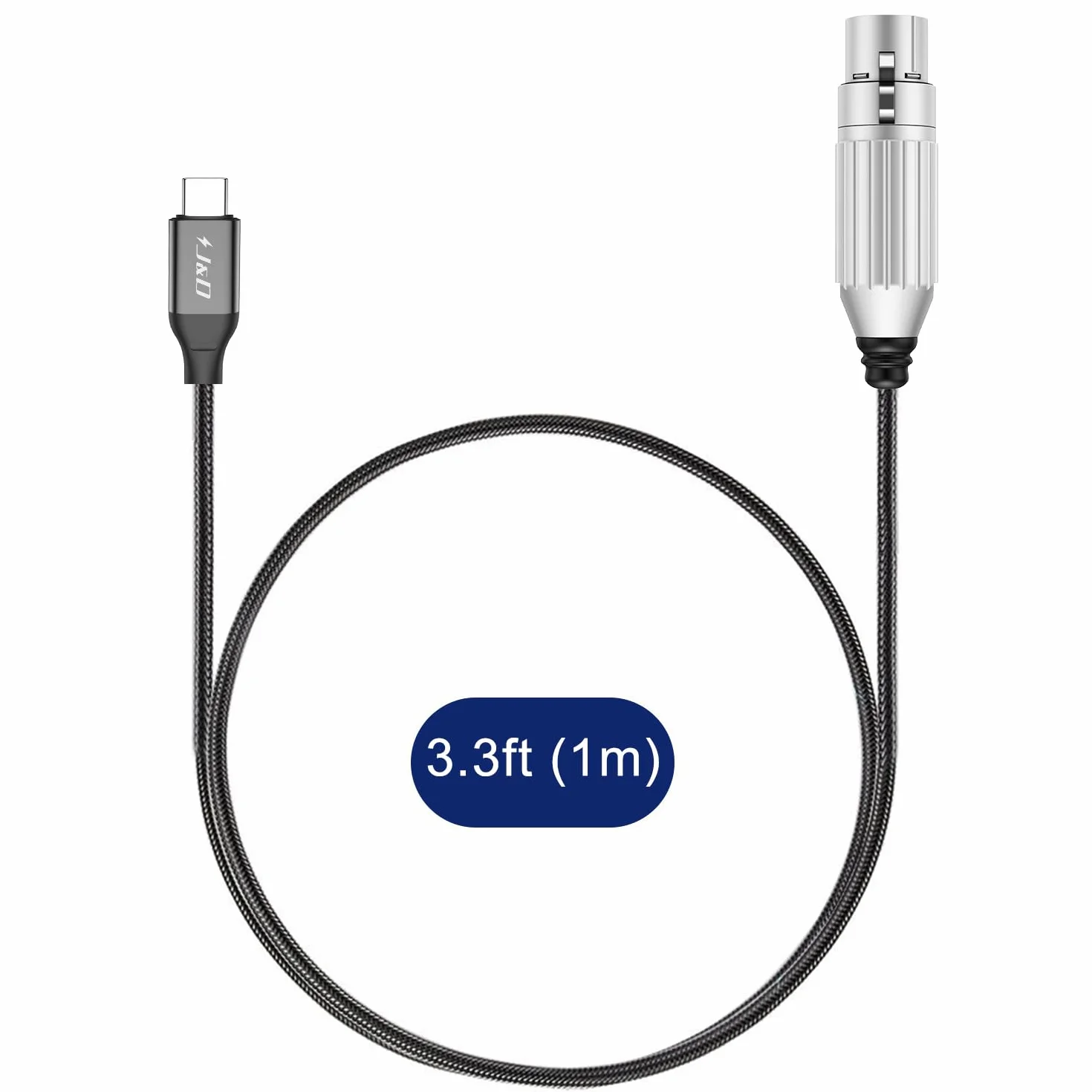J&D USB C do XLR Mikrofonowy Kabel Audio, Pleciony USB C do XLR Żeński Kabel do Nagrywania Audio, Mikrofon Dynamiczny, Kompatybilny z iPhone 16/17 Serii, MacBook, 1 m