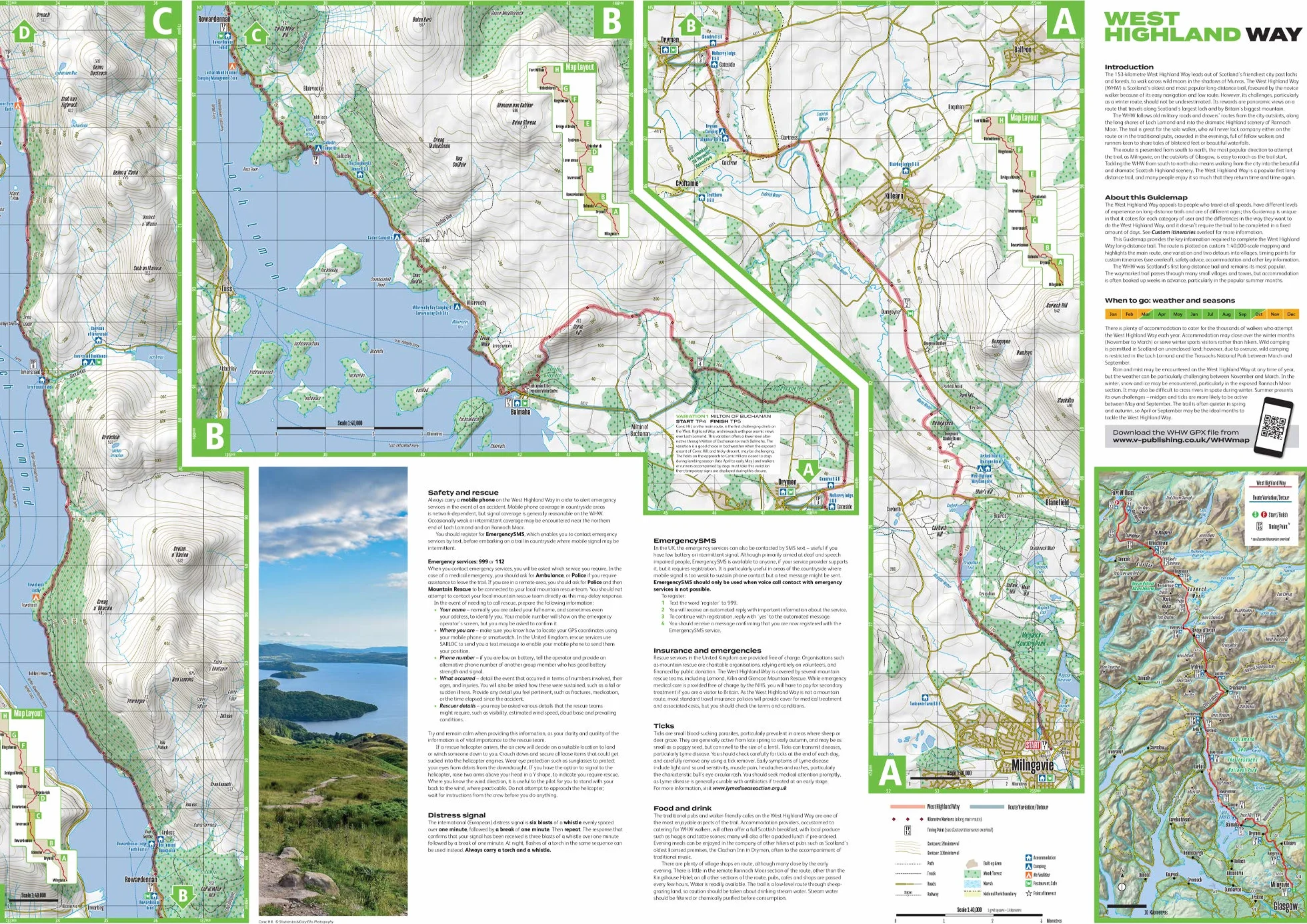 West Highland Way: Easy-to-use folding map and essential information, with custom itinerary planning for walkers, trekkers, fastpackers and trail runners: 4
