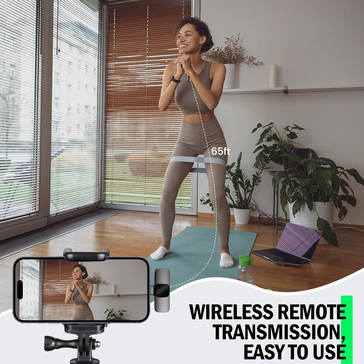 Ulepszony bezprzewodowy mikrofon krawatowy 3 w 1 z regulowanym klipsem kołnierzowym i adapterem - do iPhone'a/Androida/komputera - mini mikrofon do nagrywania wideo/podcastów