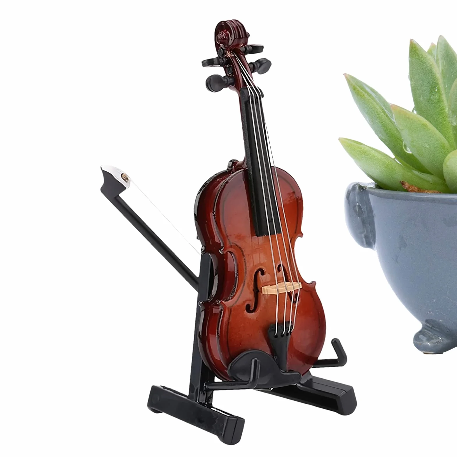 Miniaturowe skrzypce – mini instrument muzyczny, model skrzypiec ze stojakiem – przedmiot kolekcjonerski, dekoracja biurko do salonu, gabinetu, biura