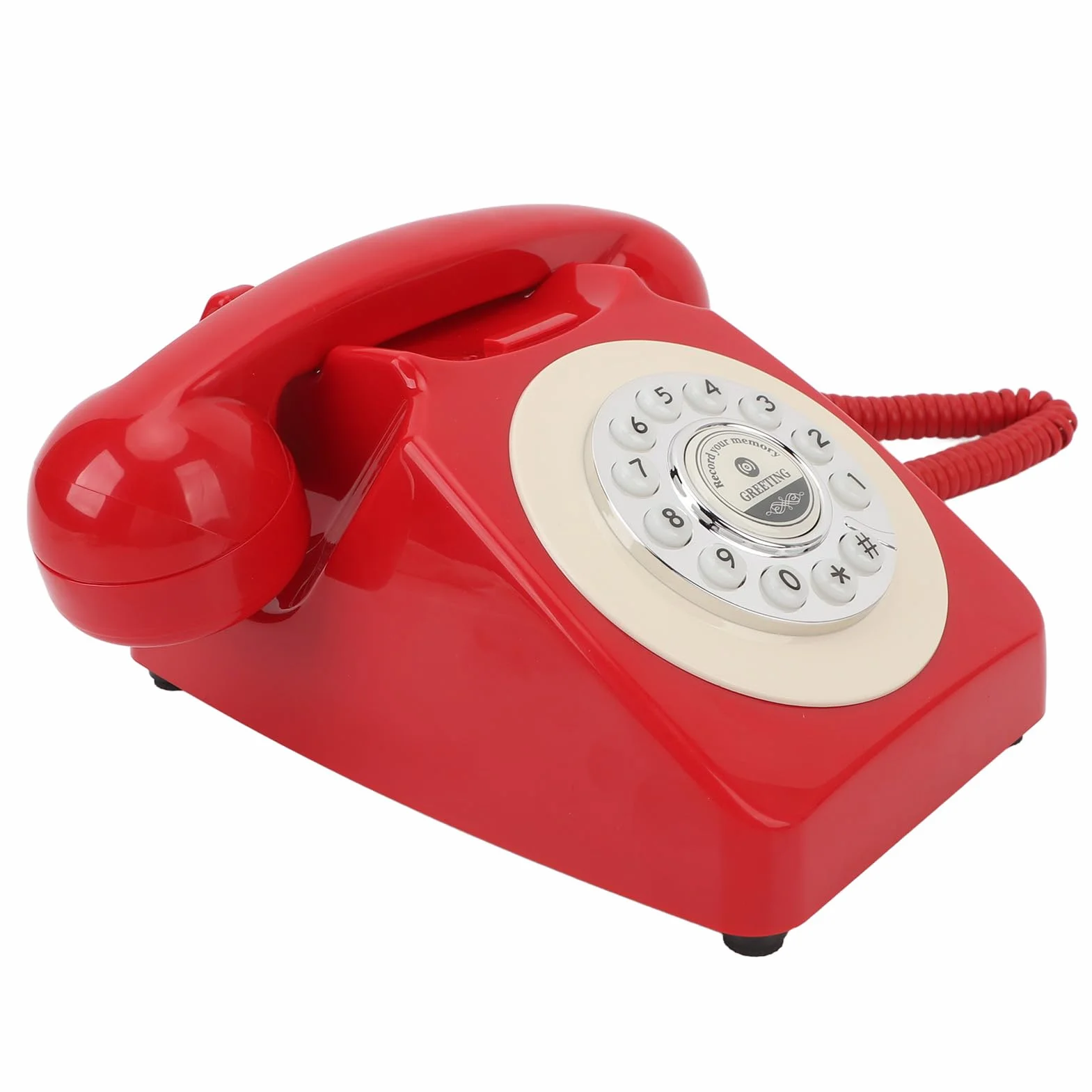 Audio Księga Gości Telefon Wygląd Vintage Czysty Dźwięk 120 Godzin Nagrywania Karta Pamięci 8 GB z Mikrofonem Klasy Premium na imprezę weselną Urodziny (czerwony)