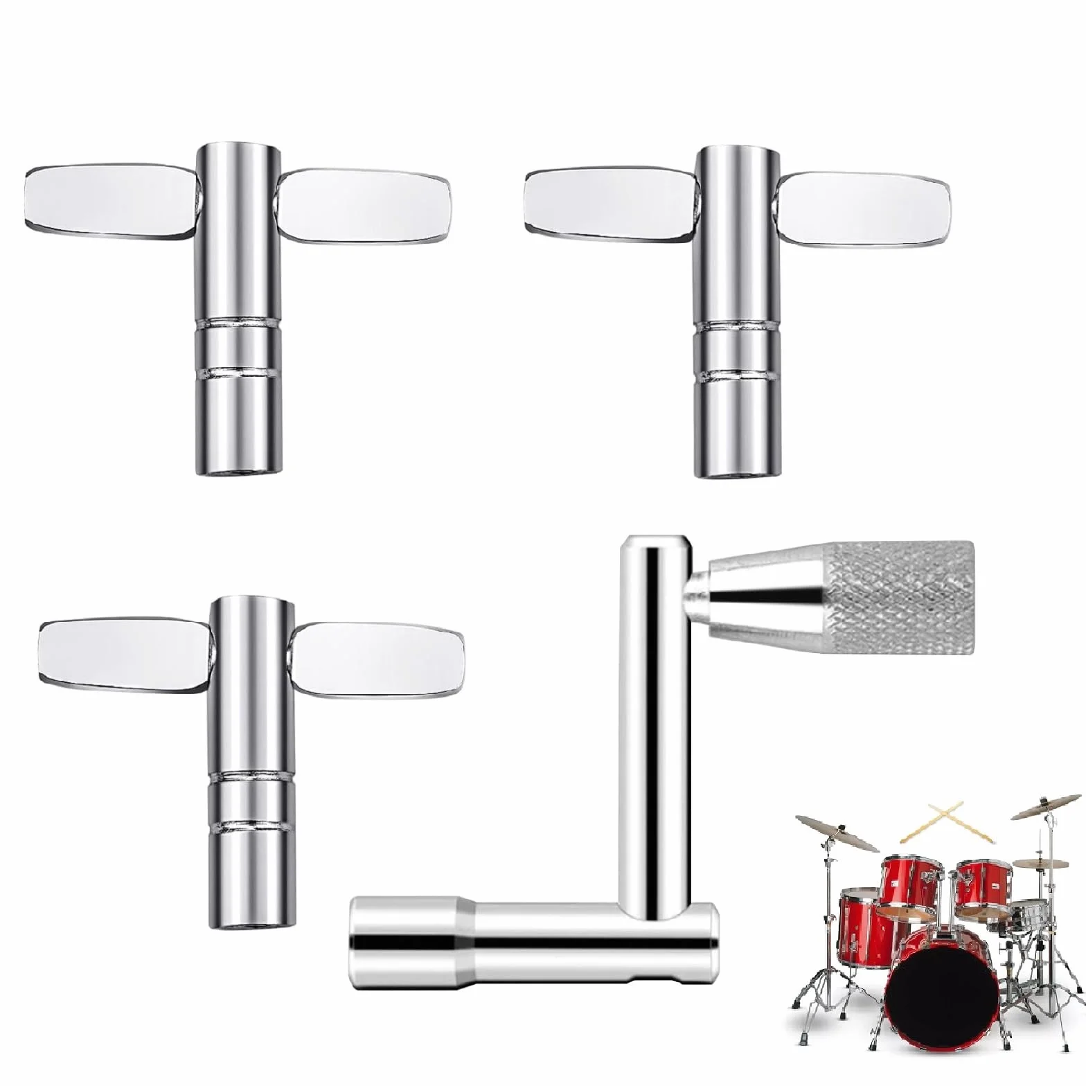 Bavooty Klucz Perkusyjny, 4 sztuki, Srebro, Metalowy, Tuning Keys, Do Instrumentów Perkusyjnych