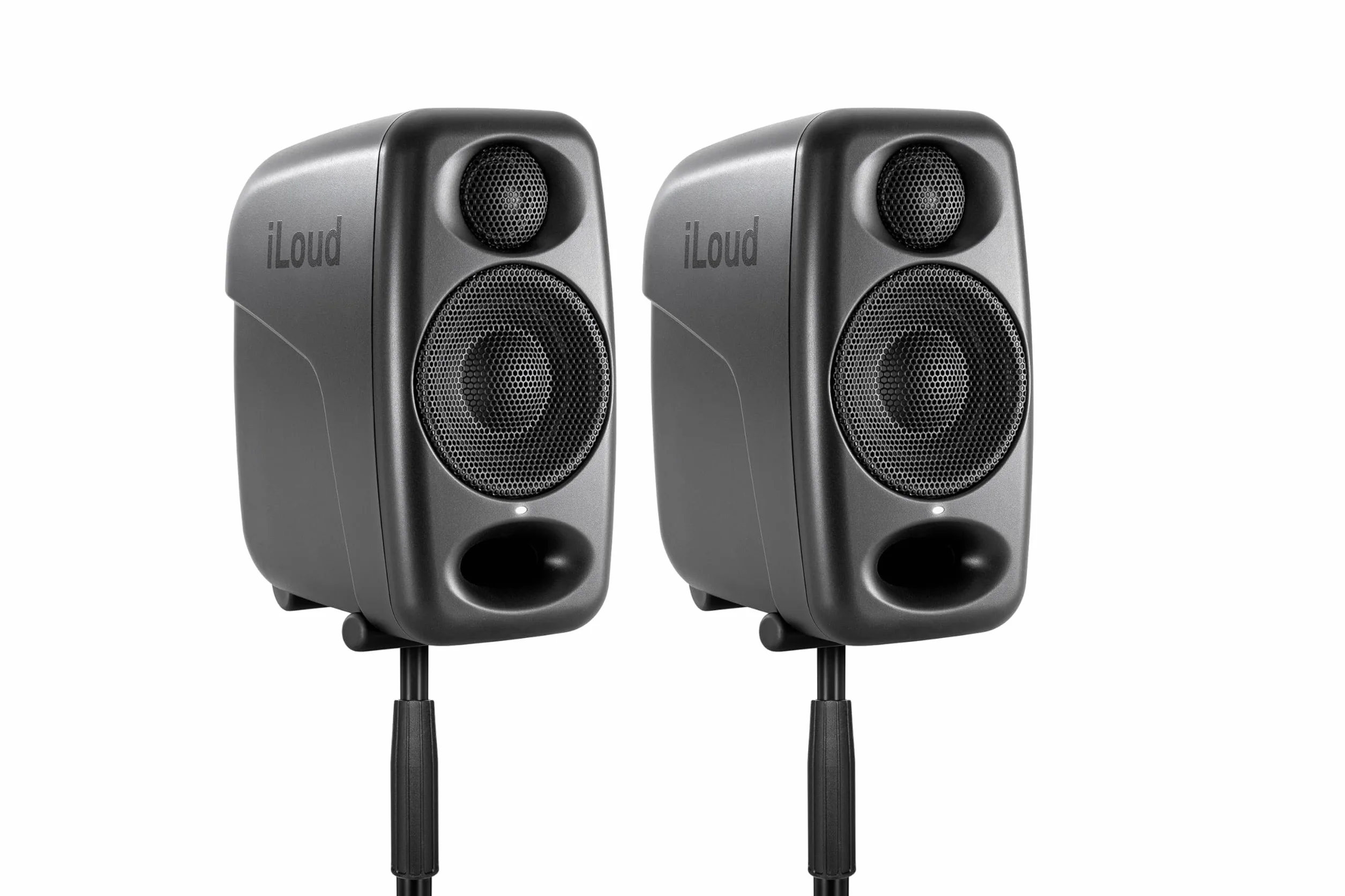 IK Multimedia iLoud Micro Monitor Pro - Pair - 2-Way bi-amped, highly portable, digitally controlled compact reference studio monitors. X-MONITOR. Incl. ARC calibration mic. Black.