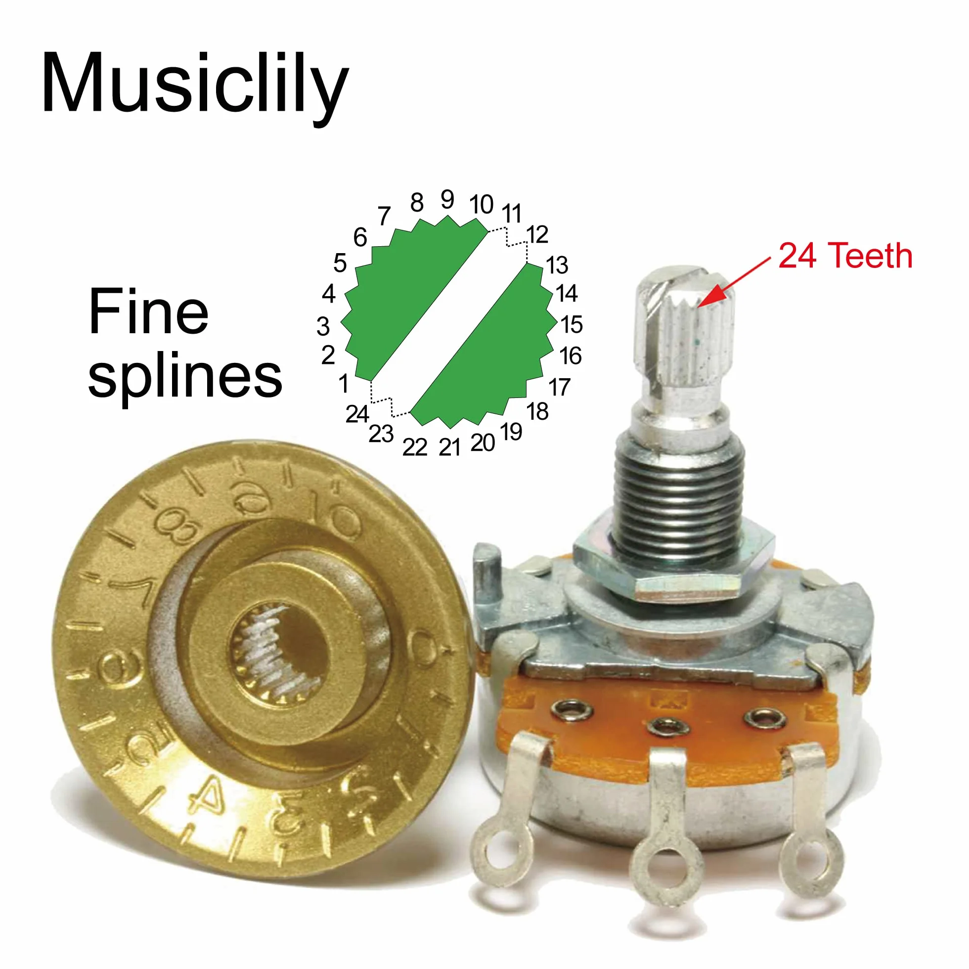 Musiclily Pro Calowa Gałka Potencjometru Top Hat Knobs do Gitary Elektryczny Typu USA Les Paul, Kremowy (4 szt.)