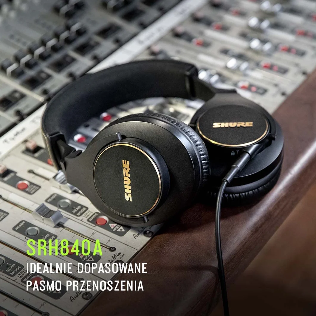 Shure SRH840A Przewodowe słuchawki nauszne do krytycznego słuchania i monitorowania, profesjonalny zestaw słuchawkowy, szczegółowy dźwięk, składana konstrukcja - wersja 2022