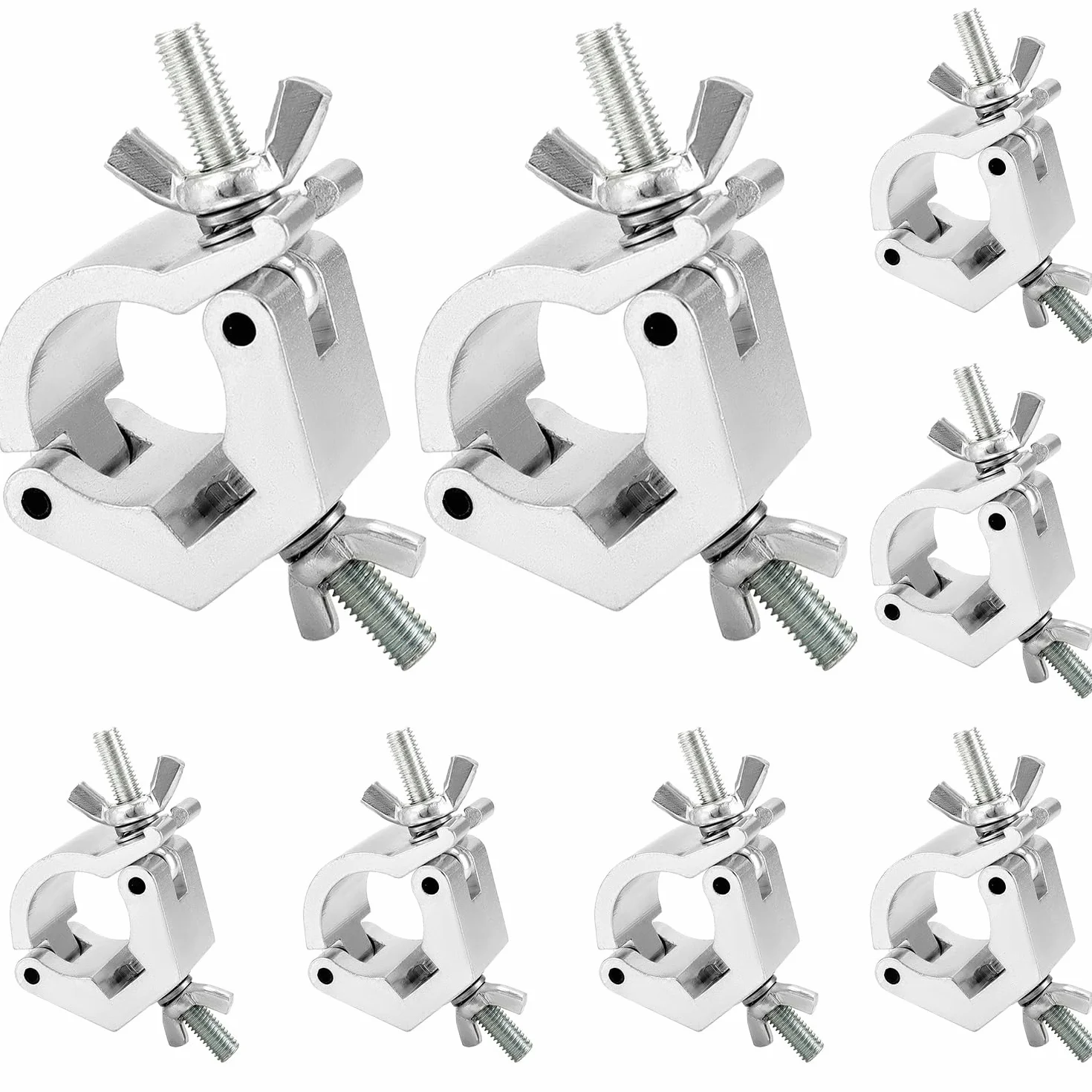 QWORK® 8 szt. zacisków poprzecznych — 30-36 mm — udźwig 100 kg — zaciski ze stopu aluminium do oświetlenia scenicznego reflektory punktowe oświetlenie z ruchomą głowicą