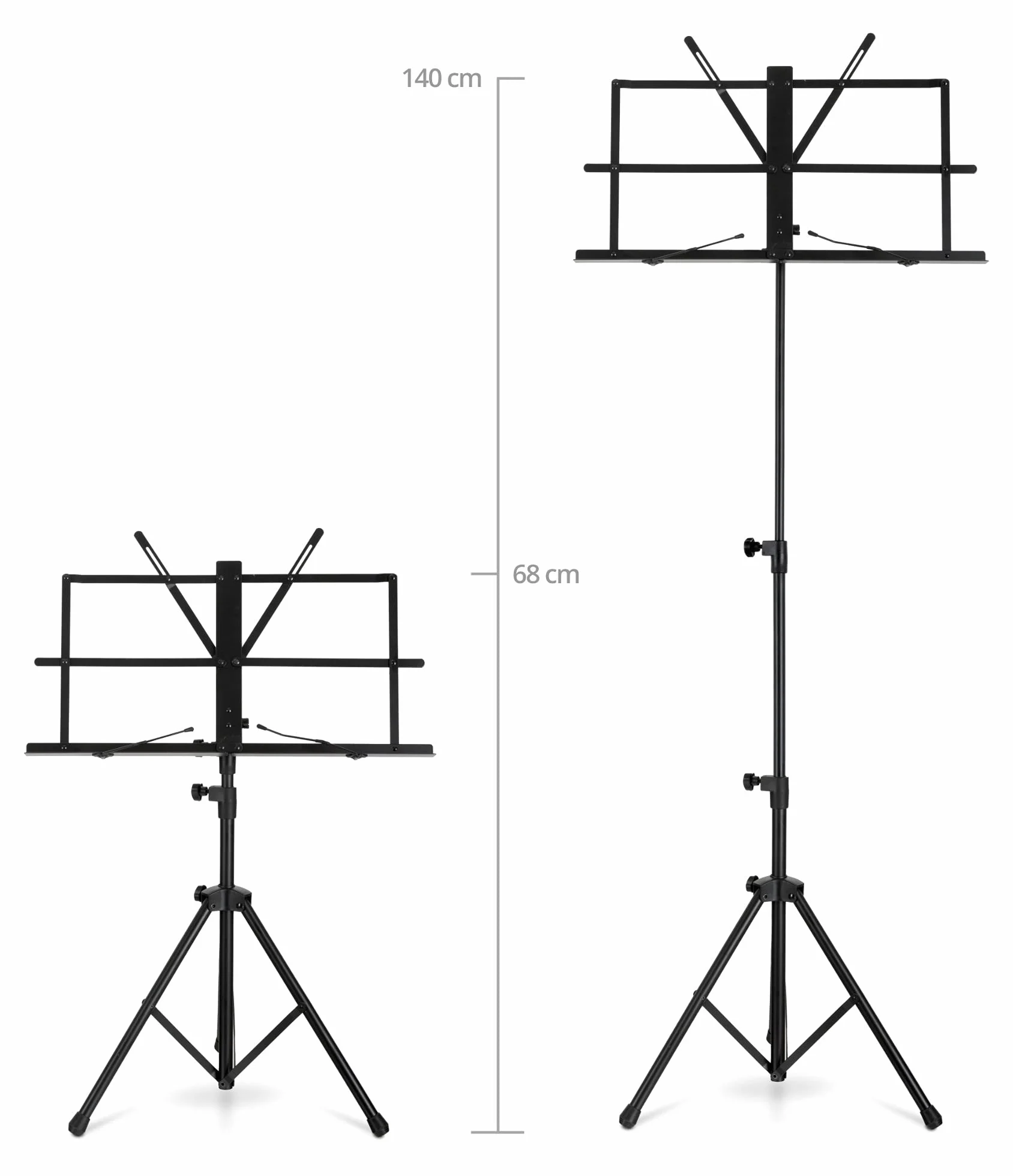 Classic Cantabile Stojak na nuty "Easy" z torbą – nowy mechanizm ułatwia otwieranie półki – regulacja wysokości od 45 – 118 cm – tylko 1,2 kg – w zestawie zaciski do nut – odpowiedni dla dzieci – czarny