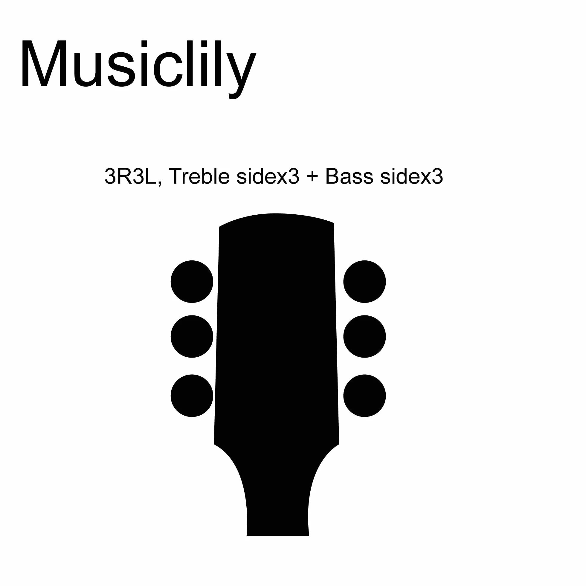 Musiclily Pro 3L+3R Klucze Gitaryowe Półzamknięte Tunery Kołki do Strojenia do Gitary Elektrycznej Akustycznej, Chrom