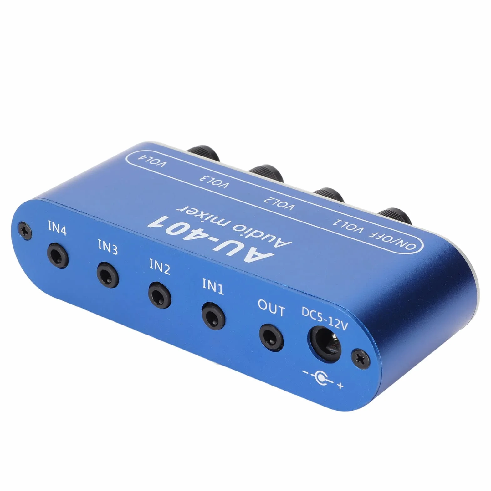 Mini Mikser Audio Stereo 4 w 1, DC 5 V-12 V 3,5 Mm DIY Zestaw Słuchawkowy z Selektorem Dźwięku, Niezależna Tablica Kontrolna, na Scenę Klubów Barów. Niebieski