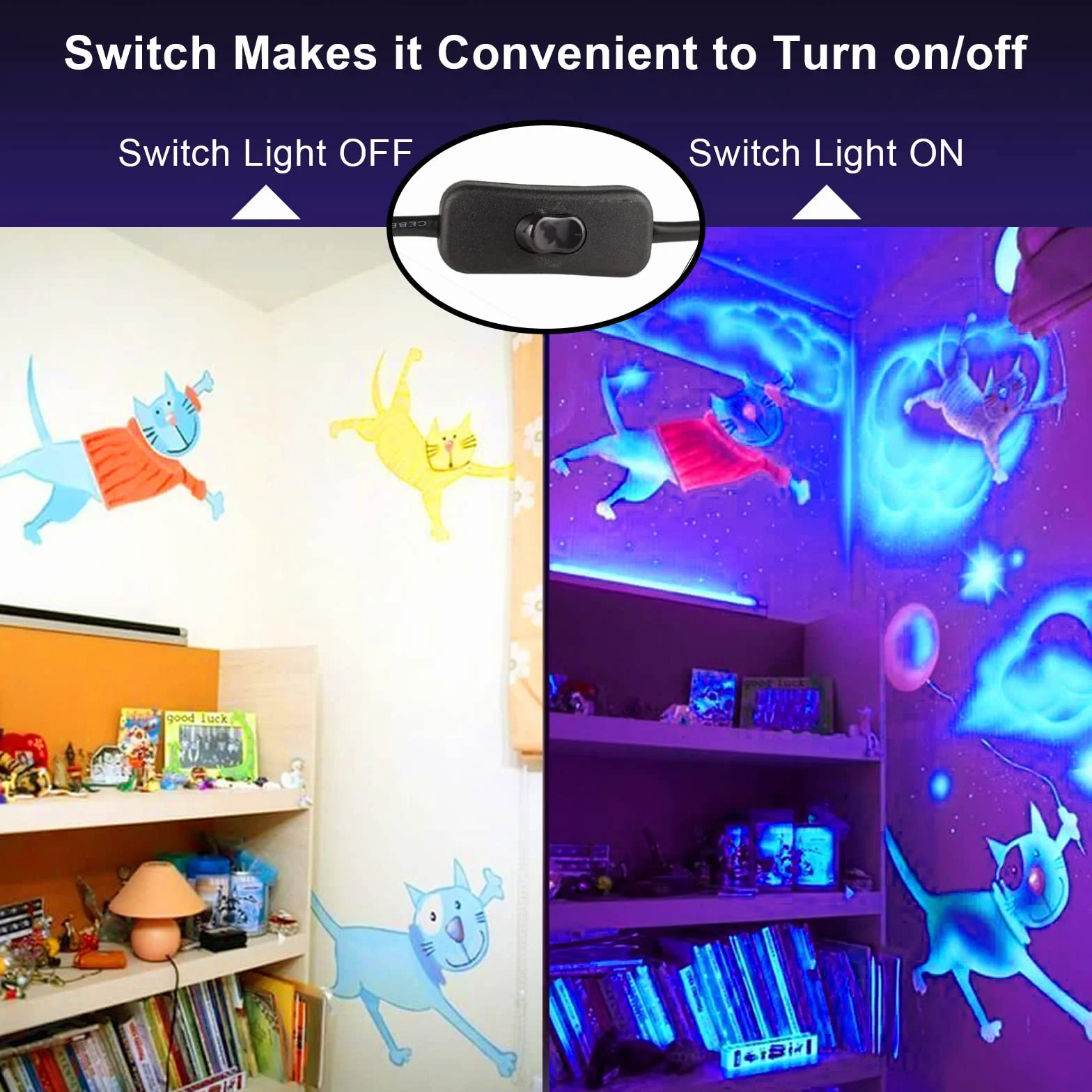 Reflektory czarne światło 150 W, lampa UV czarna z wyłącznikiem, 395-400 nm, wodoodporność IP65 reflektor UV imprezowy reflektor na bar akwarium Halloween kolory neonowe efekty fluorescencyjne
