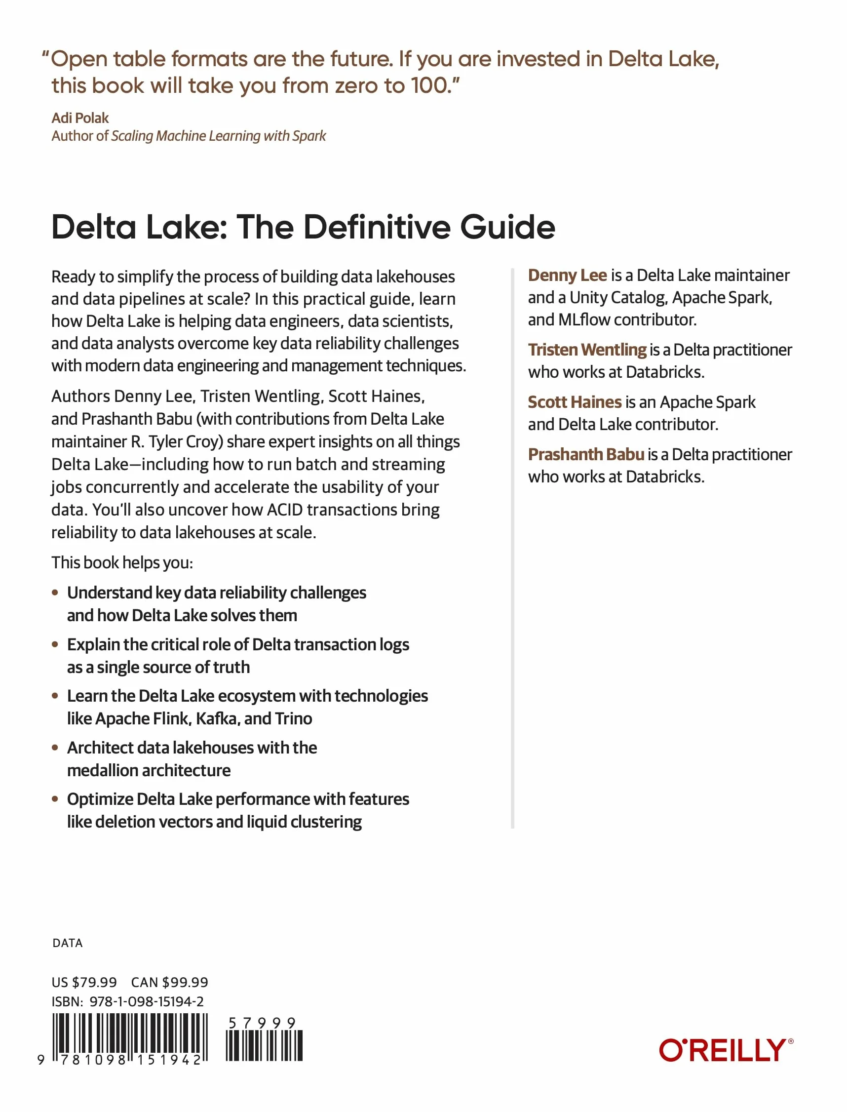 Delta Lake: The Definitive Guide: Modern Data Lakehouse Architectures with Data Lakes