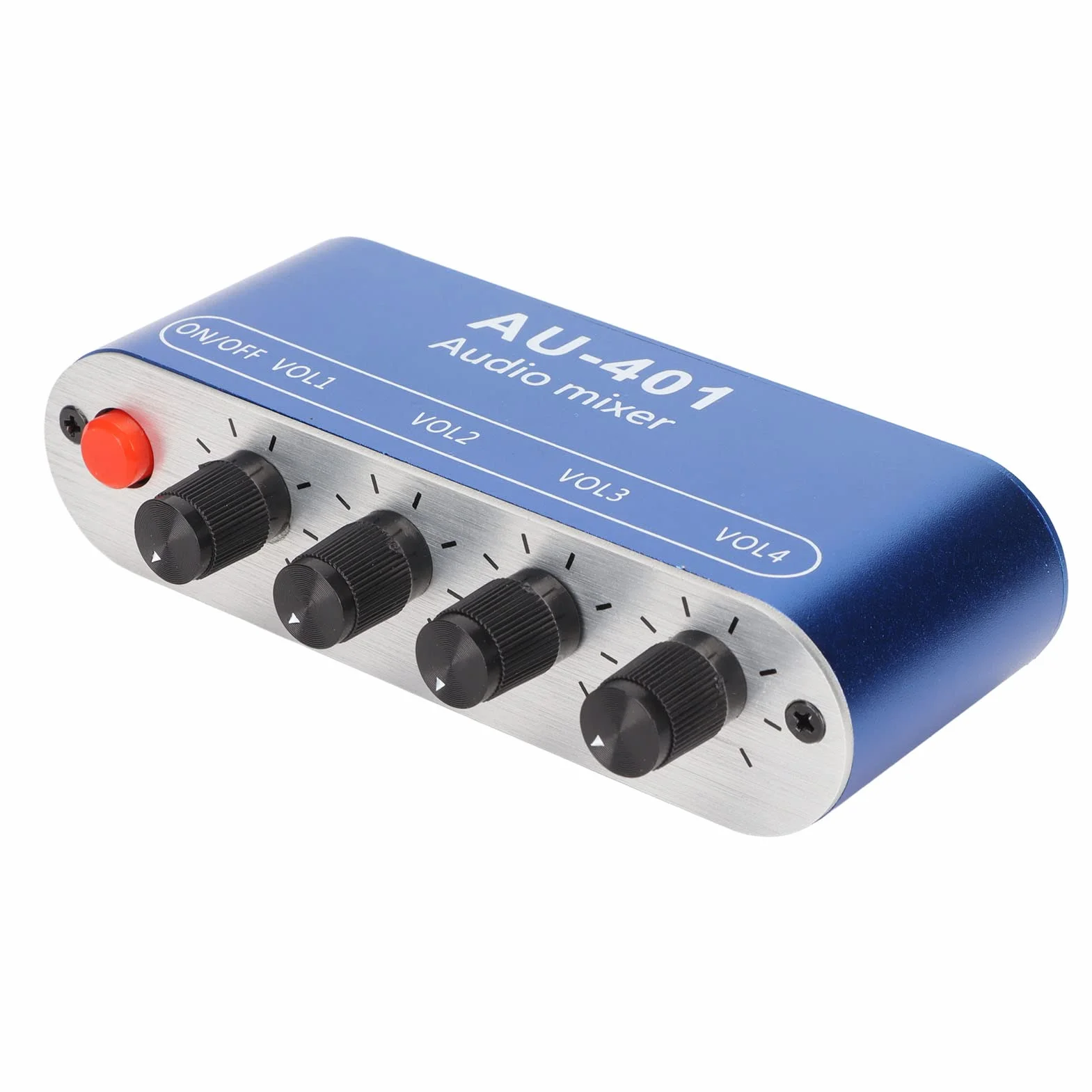 Mini Mikser Audio Stereo 4 w 1, DC 5 V-12 V 3,5 Mm DIY Zestaw Słuchawkowy z Selektorem Dźwięku, Niezależna Tablica Kontrolna, na Scenę Klubów Barów. Niebieski