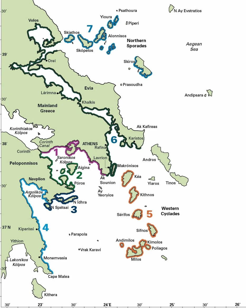 West Aegean: The Attic Coast, Eastern Peloponnese, Western Cyclades and Northern Sporades