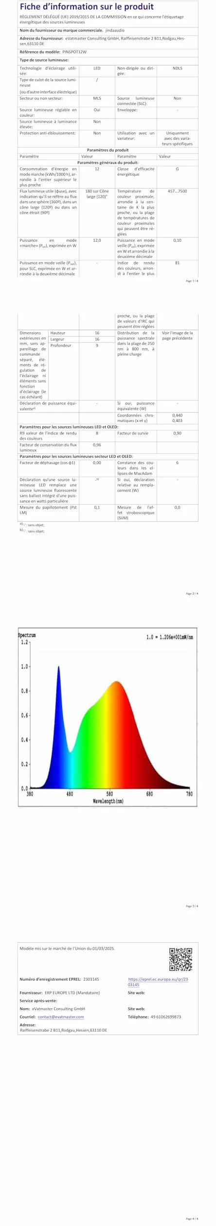 Reflektor punktowy LED, 12 W, reflektor punktowy do lustra, lampa LED