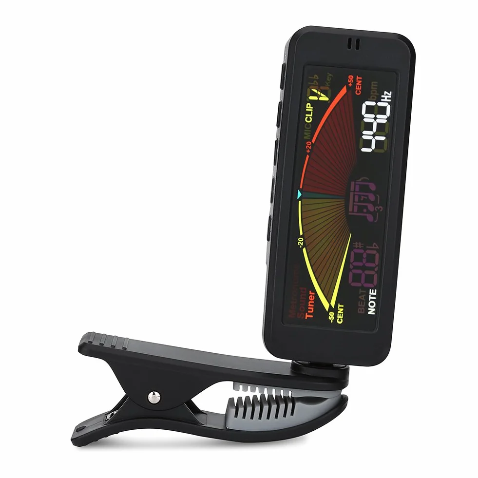 Tunery do gitary, FMT-209 Clip-On cyfrowy duży tuner LCD do gitary chromatycznej basowej ukulele skrzypce