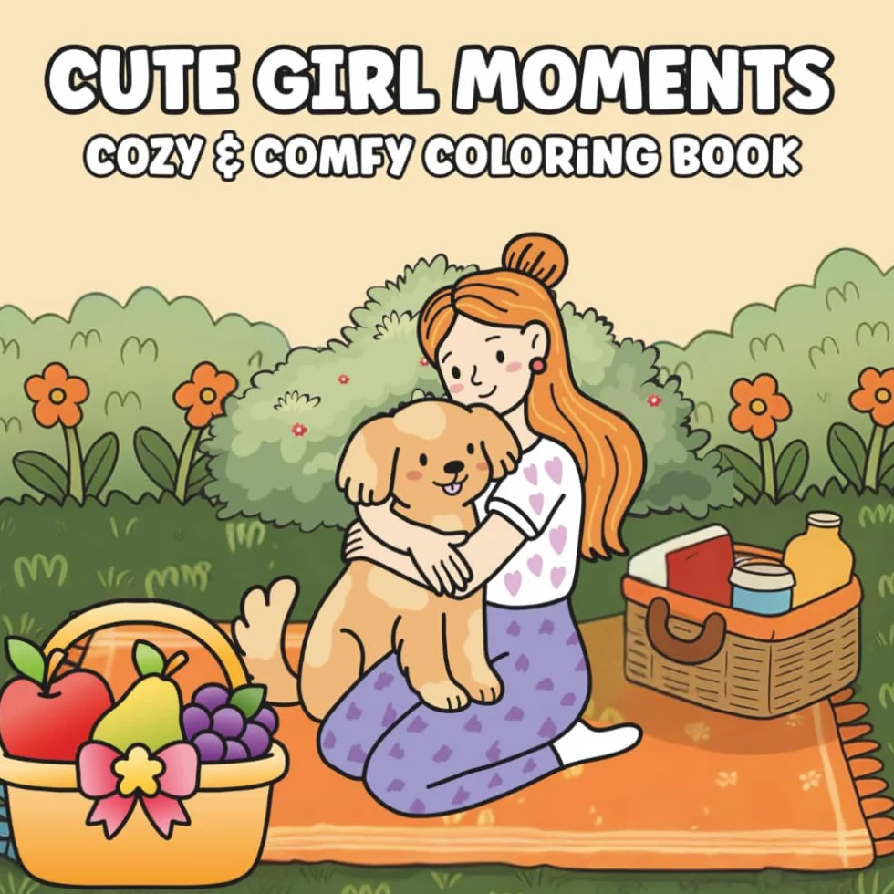 Cute Girl Moments: Coloring book for Adults and Teens featuring heart warming collection of hand-drawn illustrations featuring adorable girls enjoying their coziest moments (Cozy Spaces Coloring).