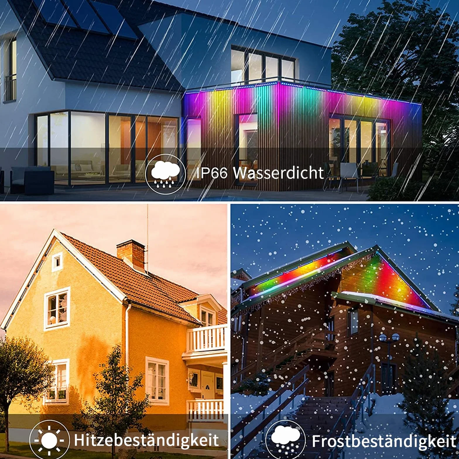 MEIHUA Reflektor RGB 42 W, 10 kolorów, 30 trybów, 6 poziomów jasności, IP66, wodoszczelny, z pilotem zdalnego sterowania, oświetlenie imprezowe, na imprezę, na Boże Narodzenie, Halloween