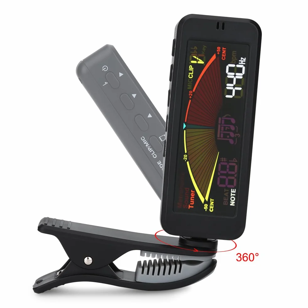 Tunery do gitary, FMT-209 Clip-On cyfrowy duży tuner LCD do gitary chromatycznej basowej ukulele skrzypce